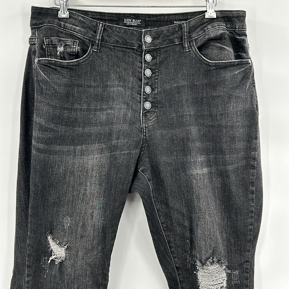 Judy Blue Black‎ Skinny Fit Distressed Jeans Women's 20W JB84169 Button Fly - Picture 3 of 8